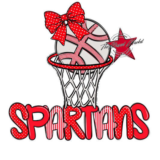 Spartans Basketball Spirit Design-Bright Red