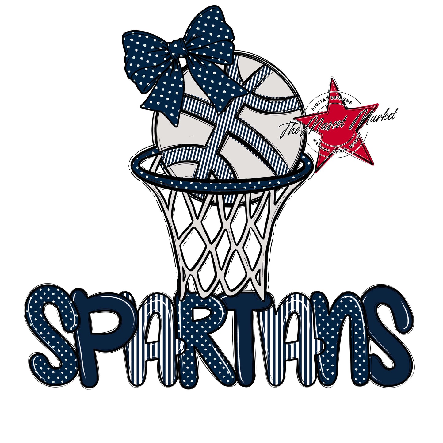 Spartans Basketball Spirit Design-Navy