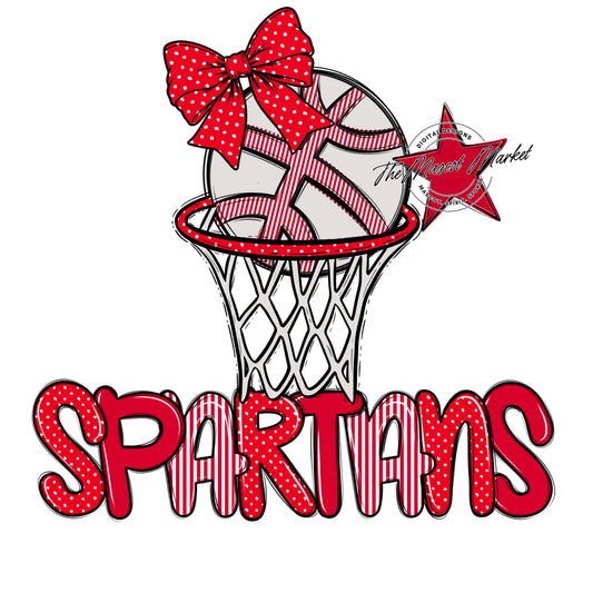 Spartans Basketball Spirit Design-Red