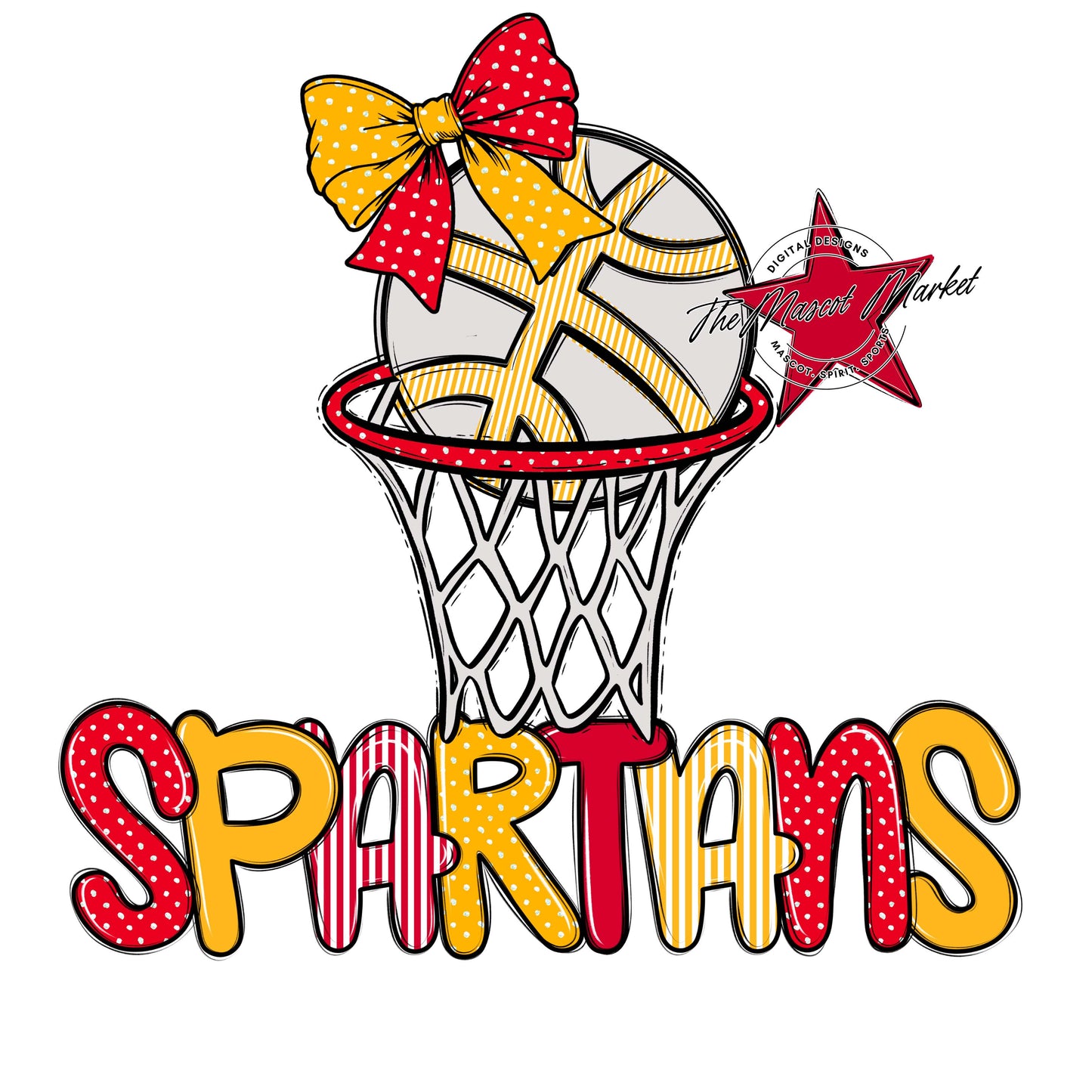 Spartans Basketball Spirit Design-Red & Yellow
