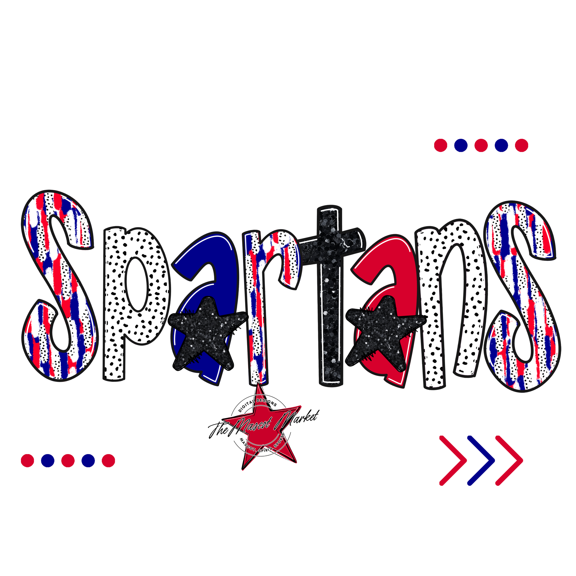 Spartans Brushstroke Alpha w Arrows-Blue-Red