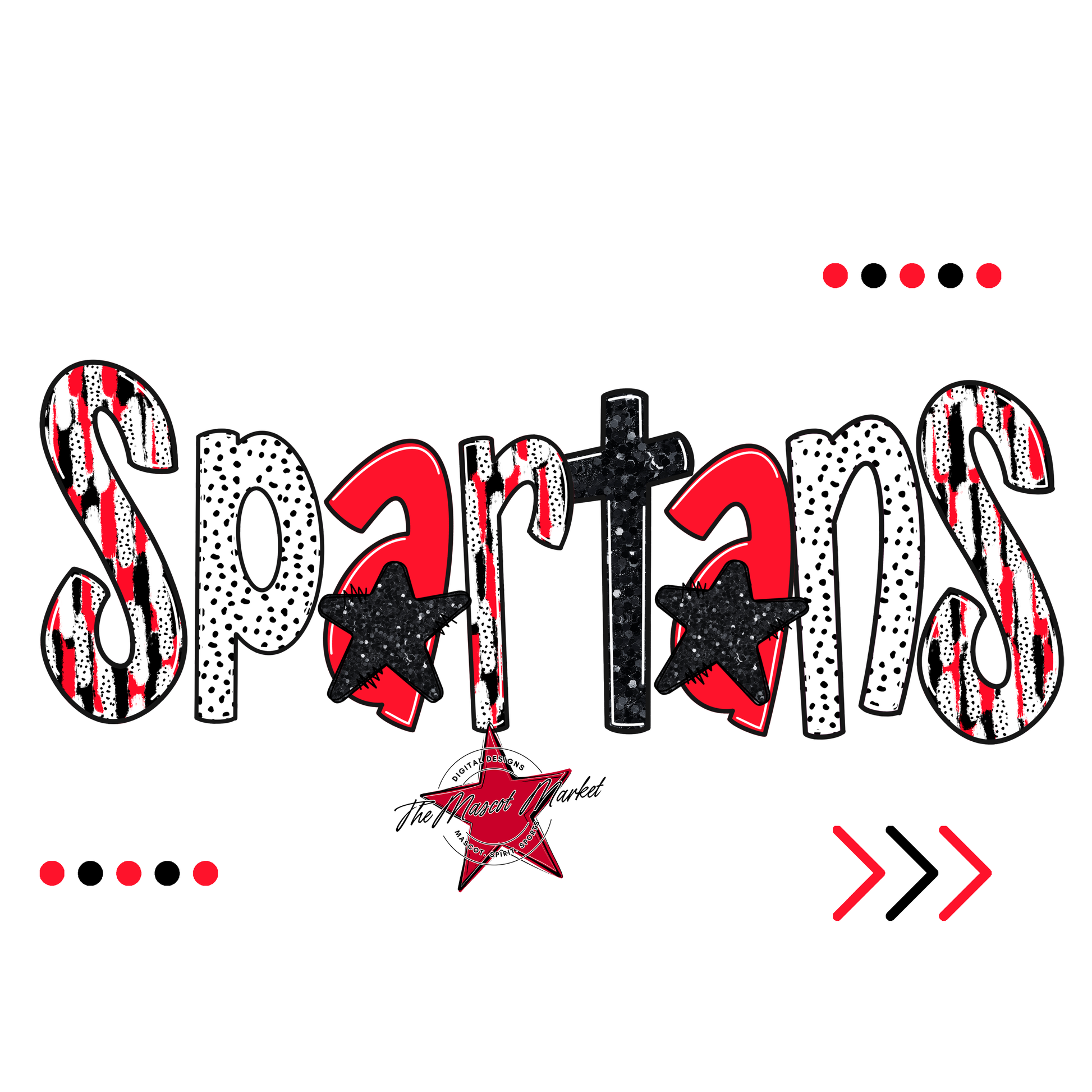 Spartans Brushstroke Alpha w Arrows-Bright Red