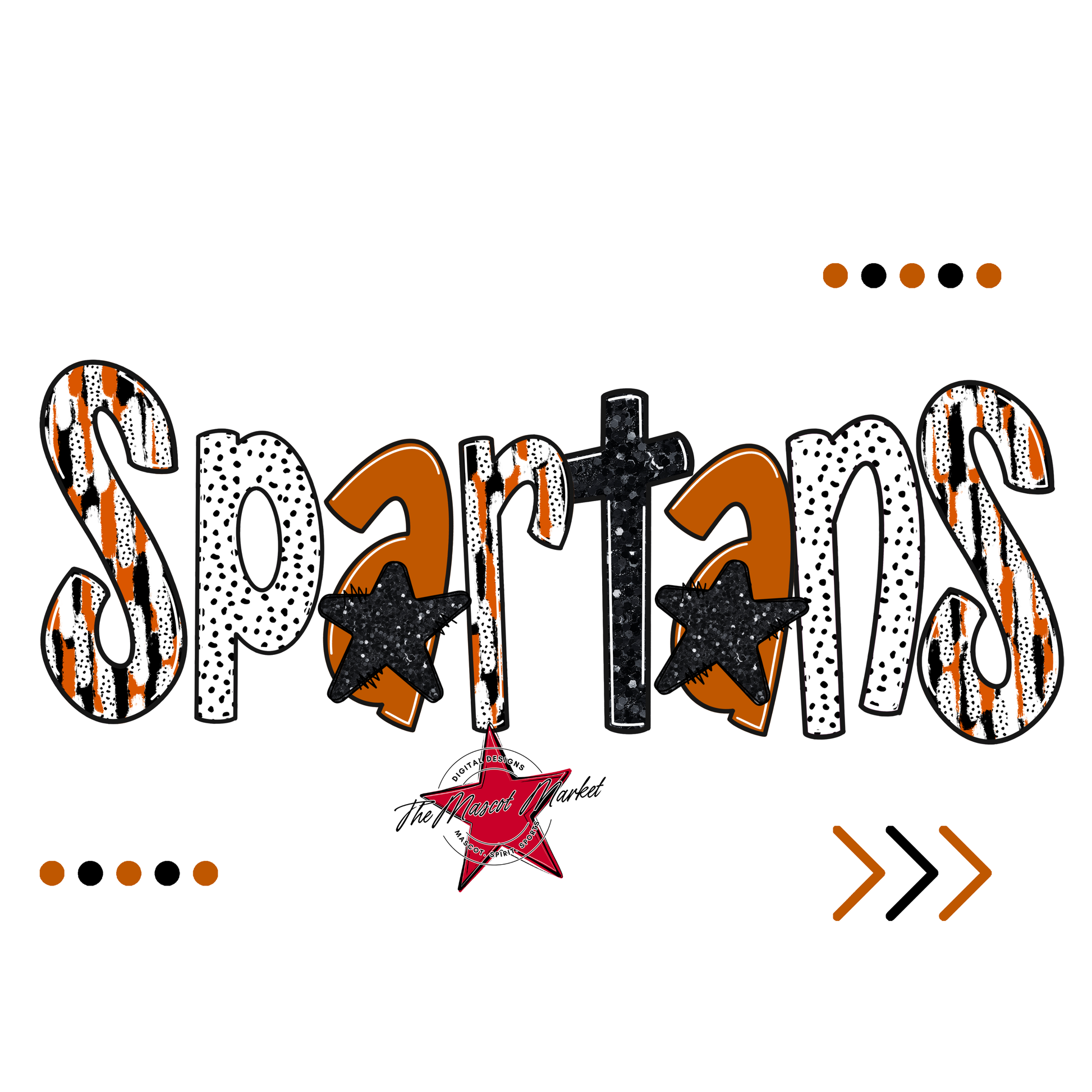 Spartans Brushstroke Alpha w Arrows-Burnt Orange
