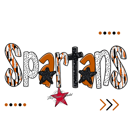 Spartans Brushstroke Alpha w Arrows-Burnt Orange