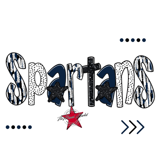 Spartans Brushstroke Alpha w Arrows-Navy