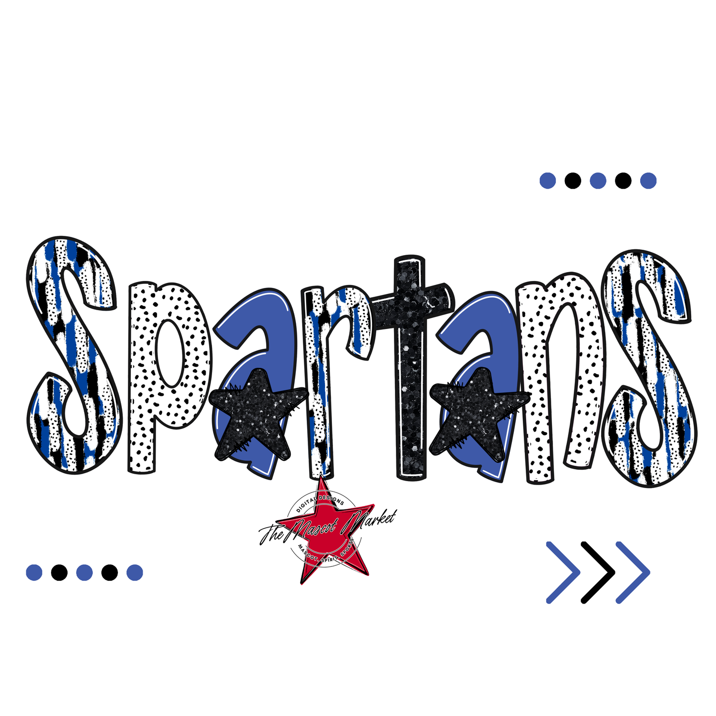 Spartans Brushstroke Alpha w Arrows-Off Blue
