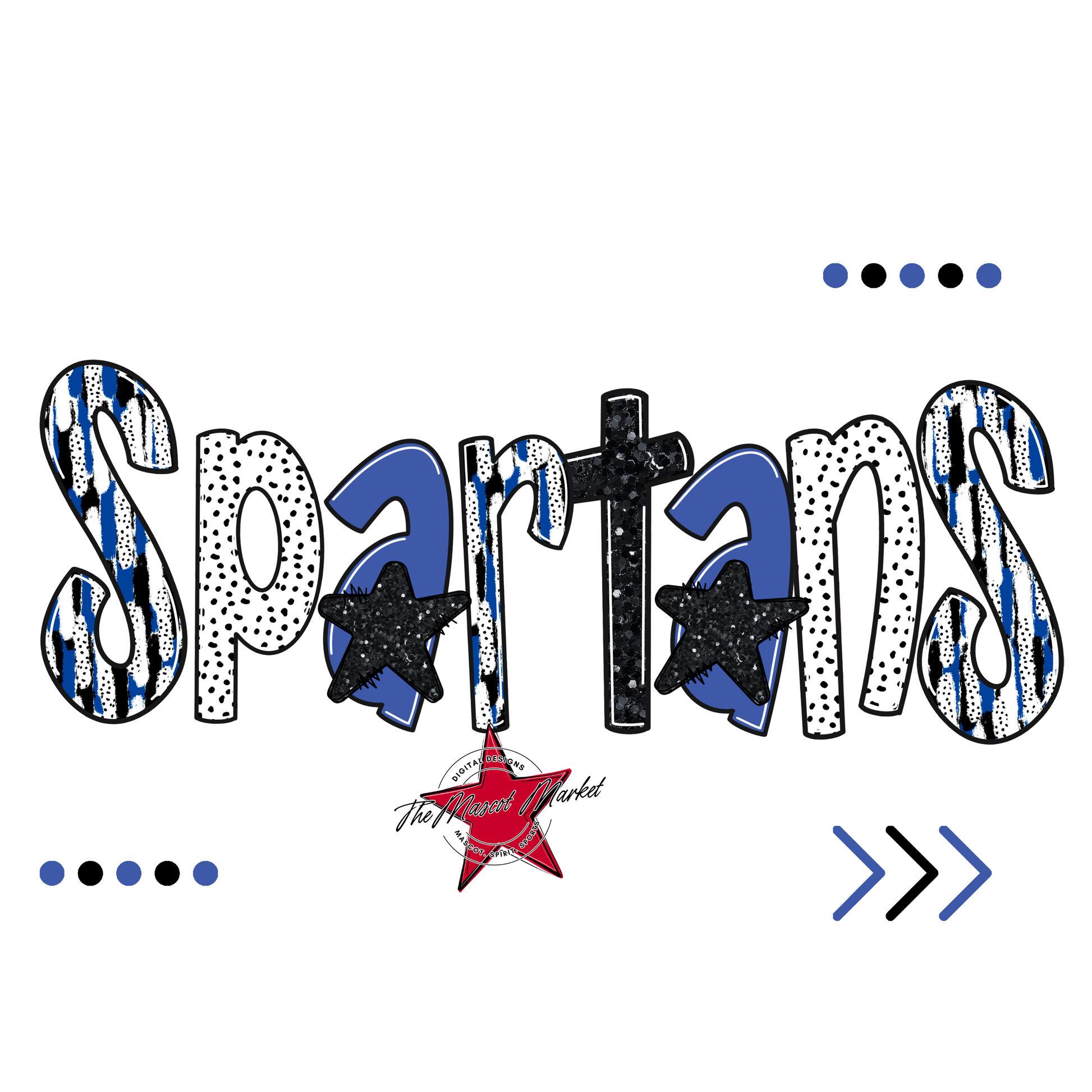 Spartans Brushstroke Alpha w Arrows-Off Blue
