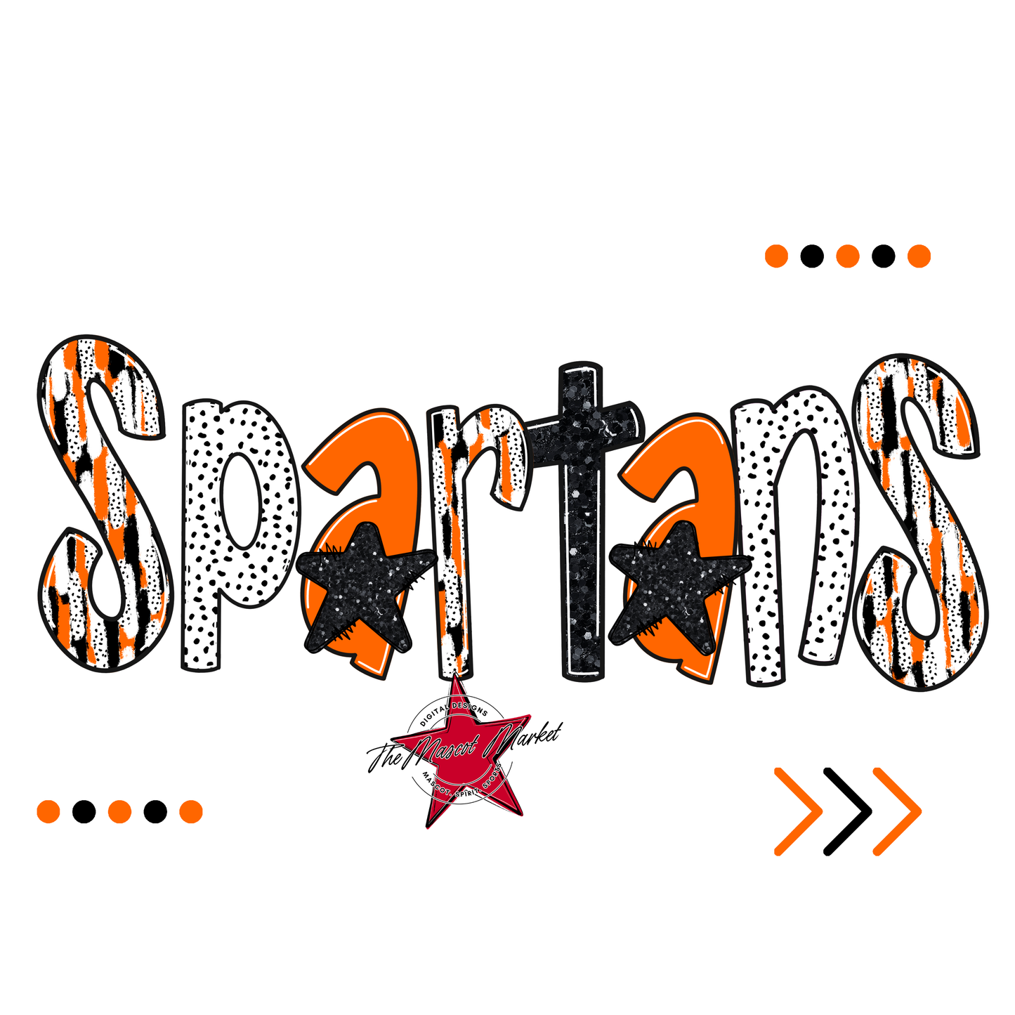 Spartans Brushstroke Alpha w Arrows-Orange