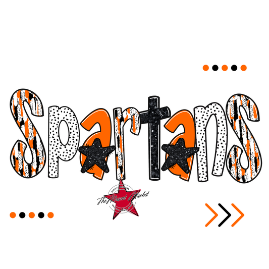 Spartans Brushstroke Alpha w Arrows-Orange