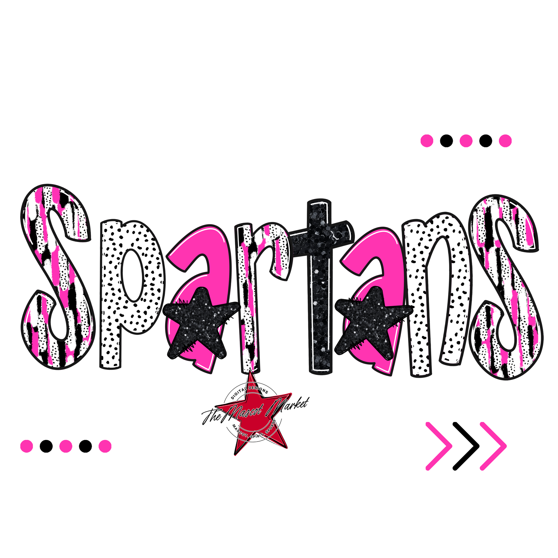 Spartans Brushstroke Alpha w Arrows-Pink