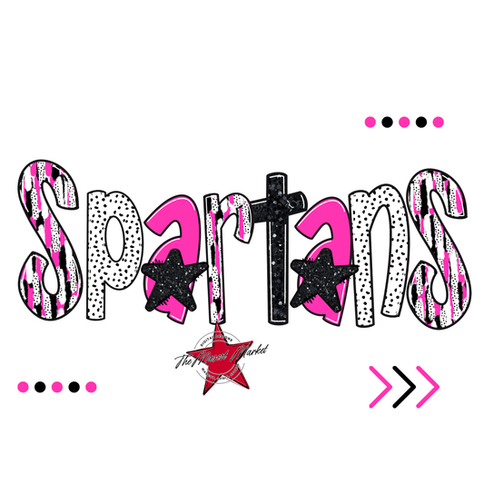 Spartans Brushstroke Alpha w Arrows-Pink