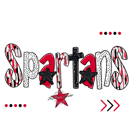 Spartans Brushstroke Alpha w Arrows-Red