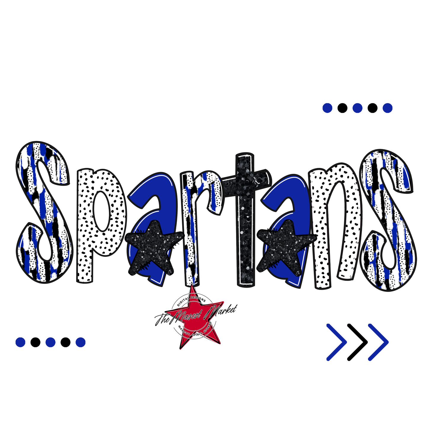 Spartans Brushstroke Alpha w Arrows-Royal Blue