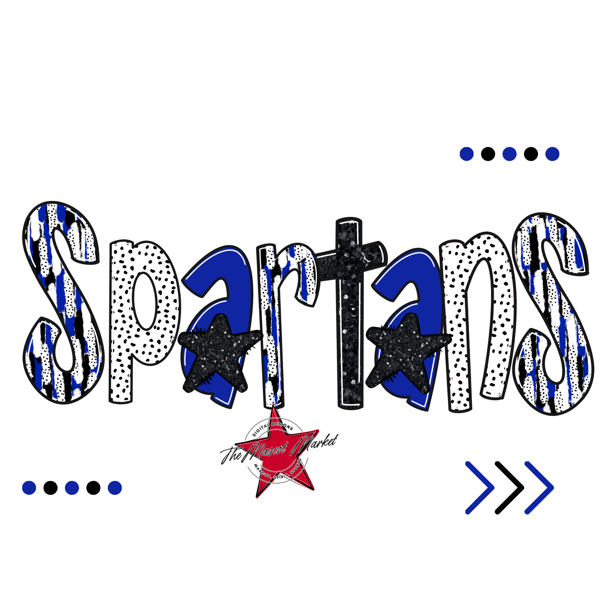 Spartans Brushstroke Alpha w Arrows-Royal Blue