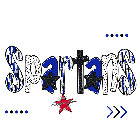 Spartans Brushstroke Alpha w Arrows-Royal Blue