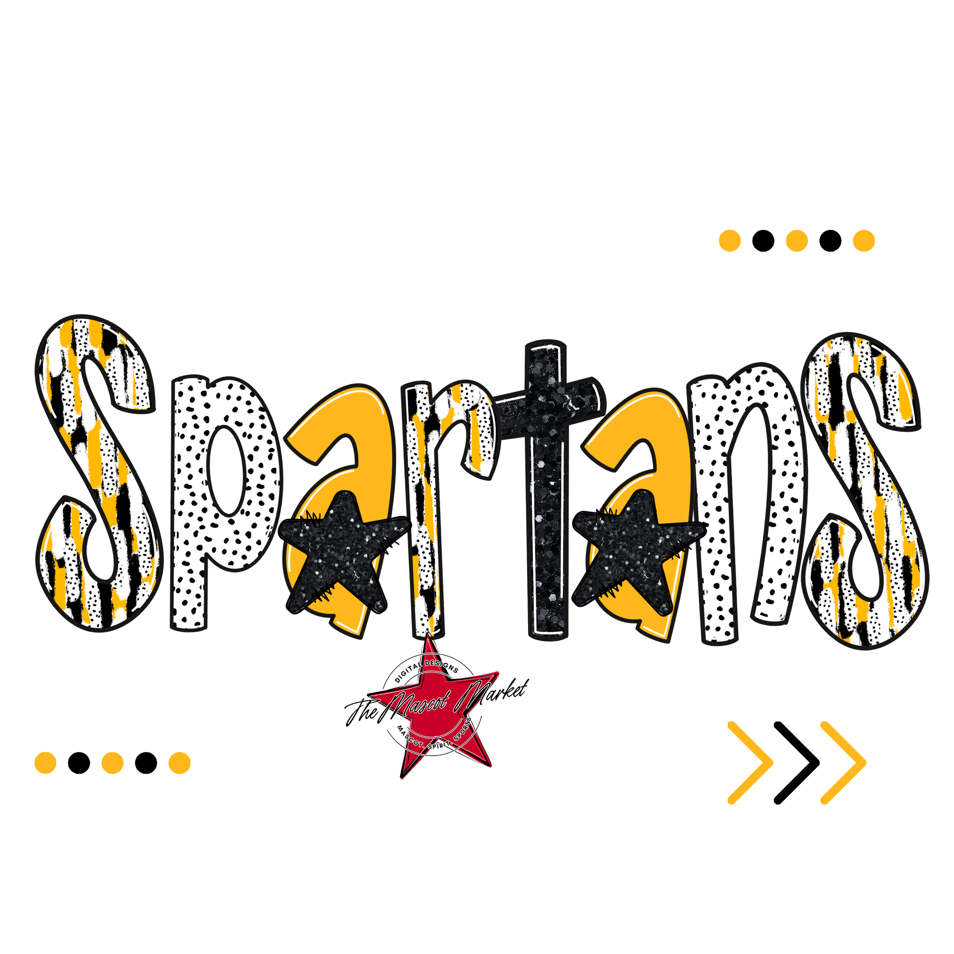 Spartans Brushstroke Alpha w Arrows-Yellow