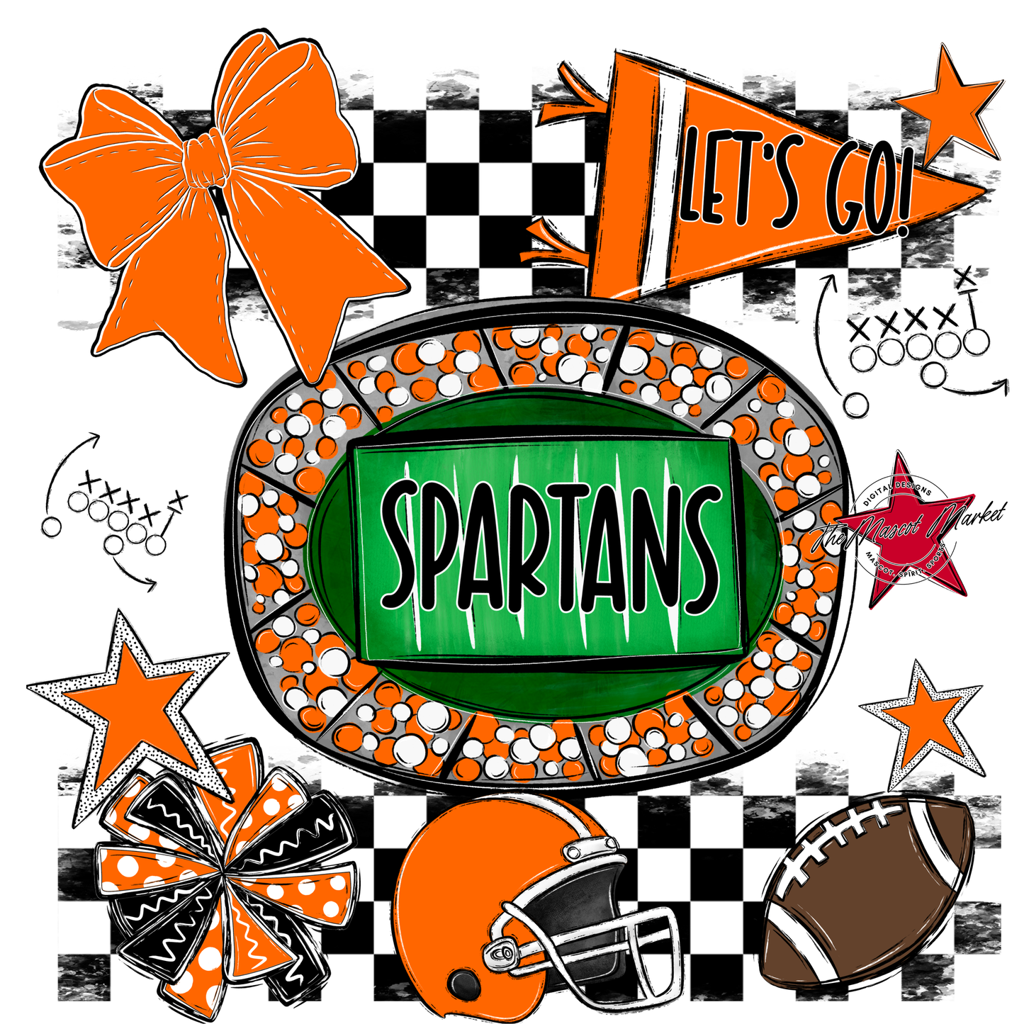 Spartans Checkers Spirit Design-Orange