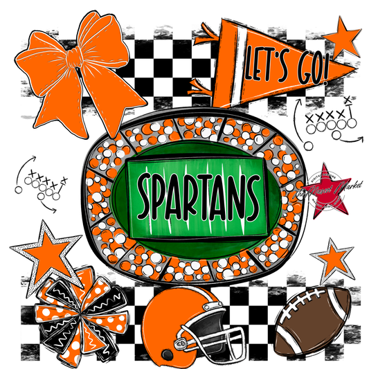 Spartans Checkers Spirit Design-Orange