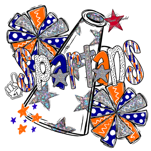 Spartans Cheer Megaphone Scrape-Blue-Orange