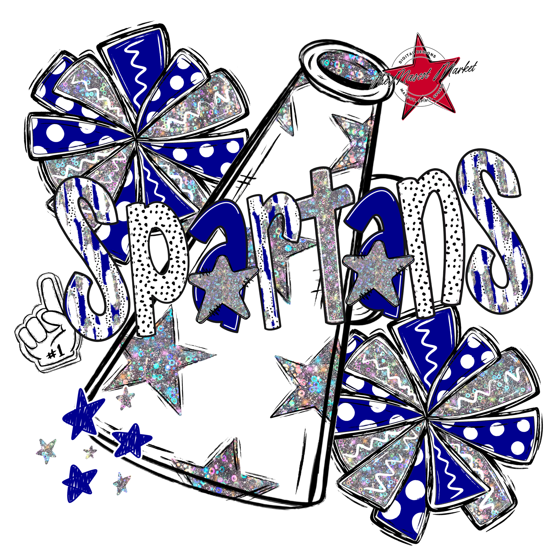 Spartans Cheer Megaphone Scrape-Blue