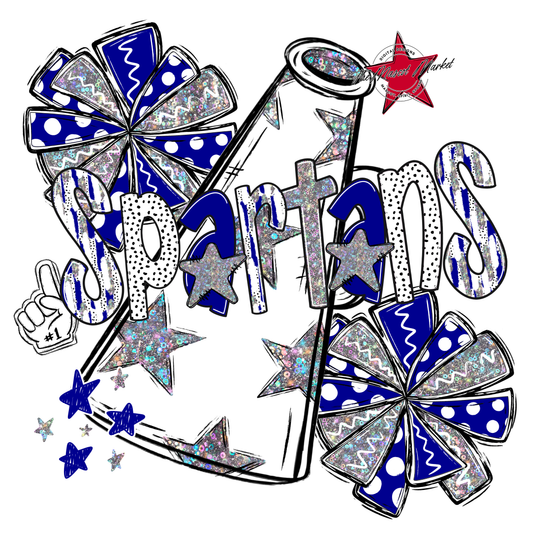 Spartans Cheer Megaphone Scrape-Blue
