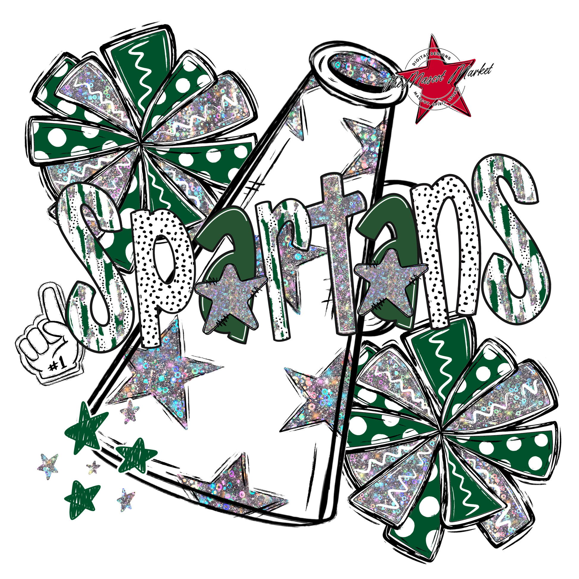 Spartans Cheer Megaphone Scrape-Green