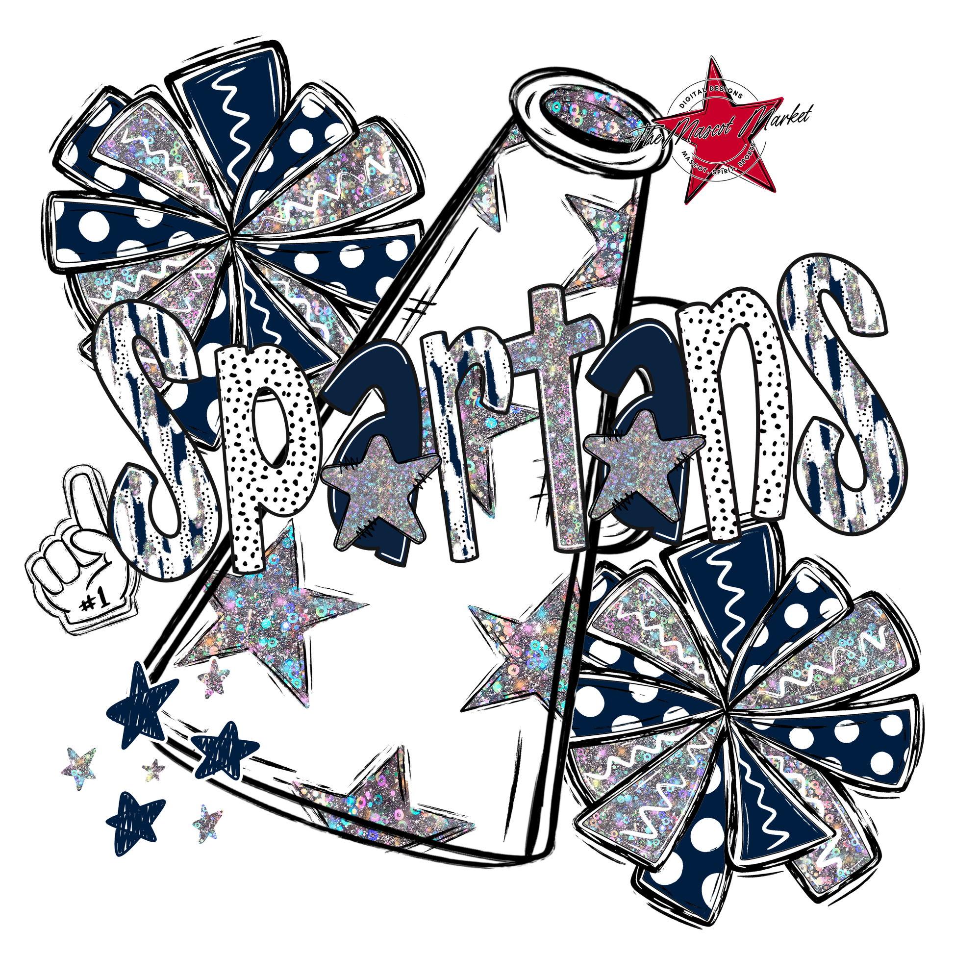 Spartans Cheer Megaphone Scrape-Navy