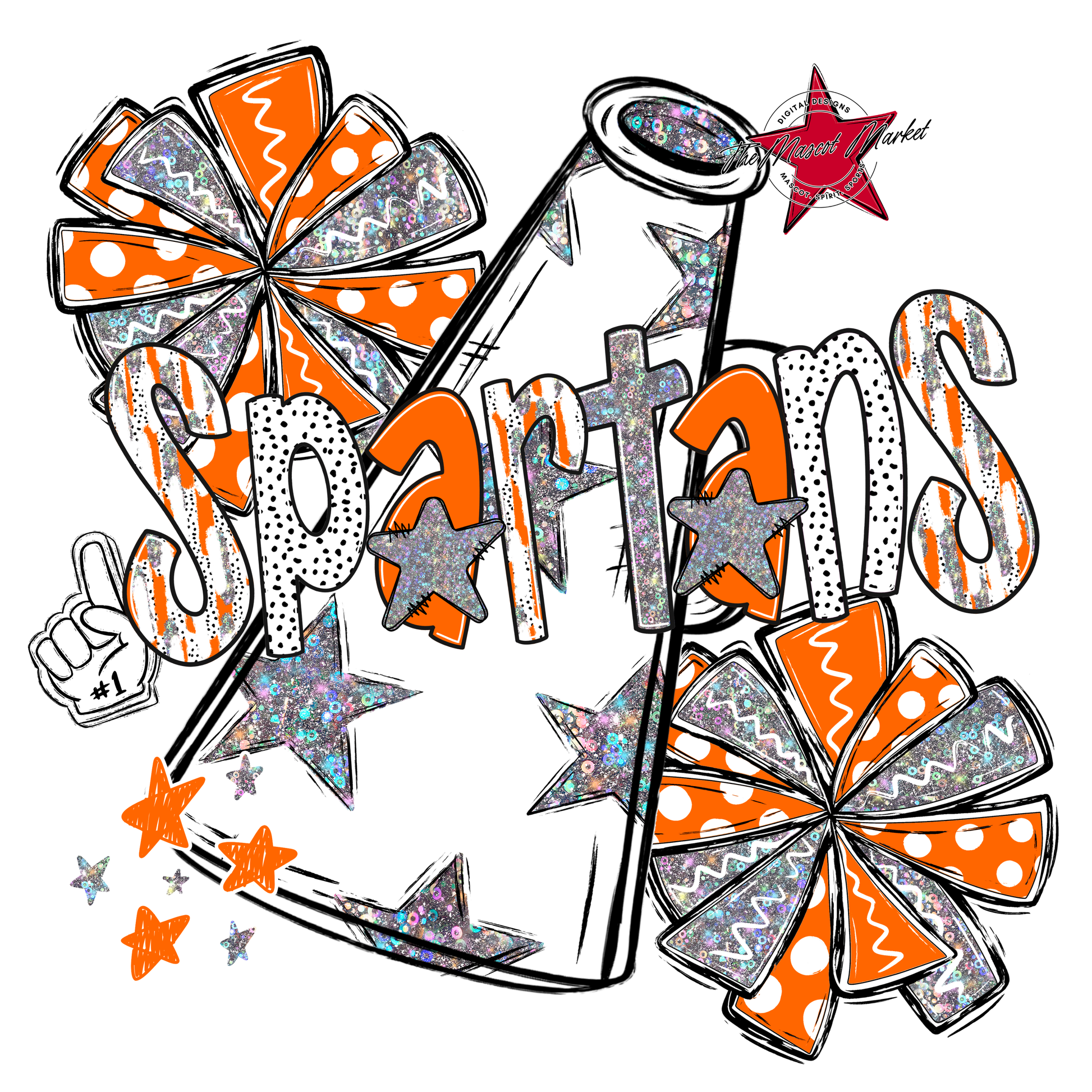 Spartans Cheer Megaphone Scrape-Orange