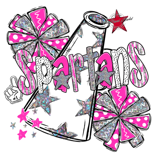 Spartans Cheer Megaphone Scrape-Pink