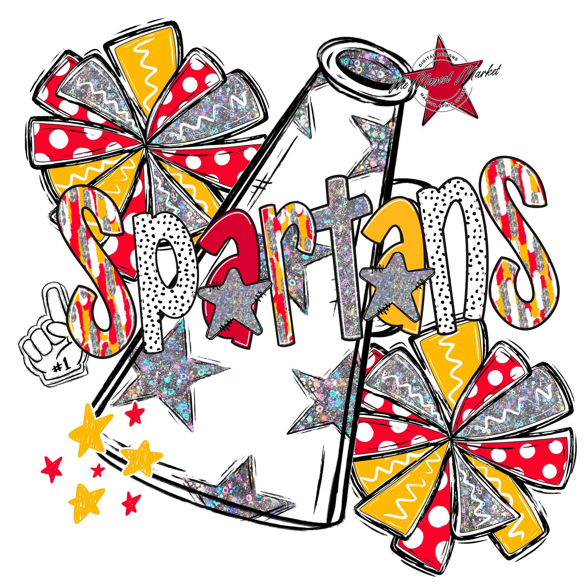 Spartans Cheer Megaphone Scrape-Red-Yellow