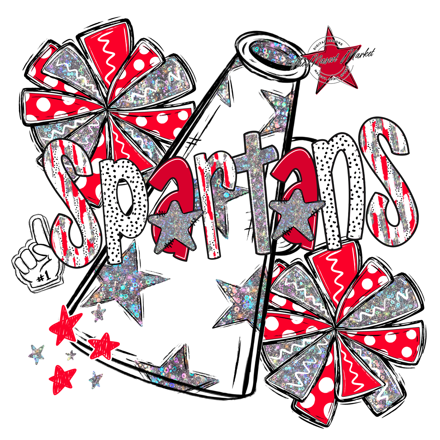 Spartans Cheer Megaphone Scrape-Red