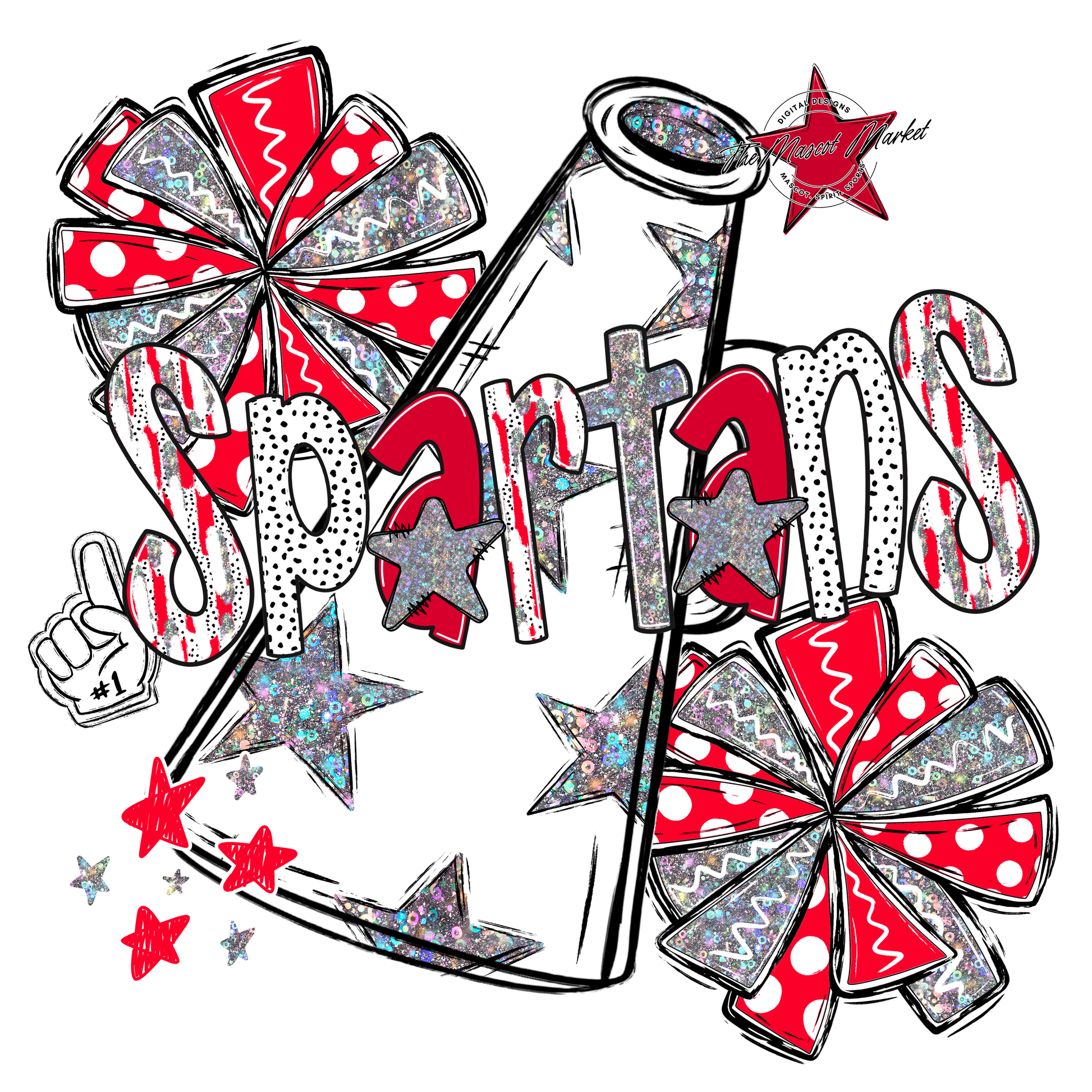 Spartans Cheer Megaphone Scrape-Red