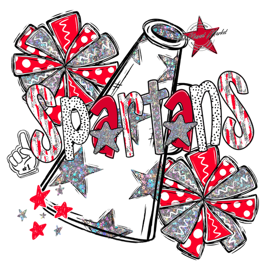Spartans Cheer Megaphone Scrape-Red