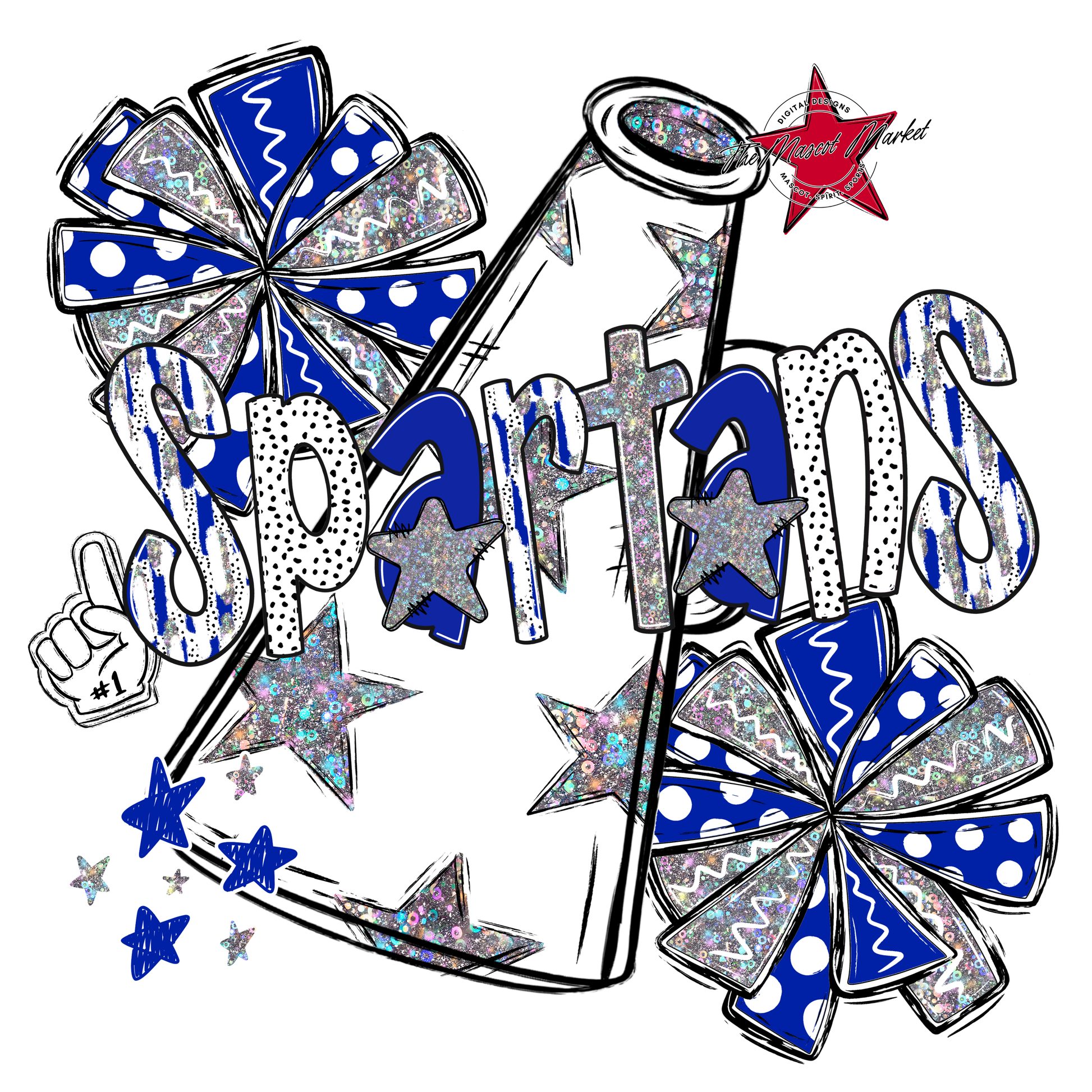 Spartans Cheer Megaphone Scrape-Royal Blue