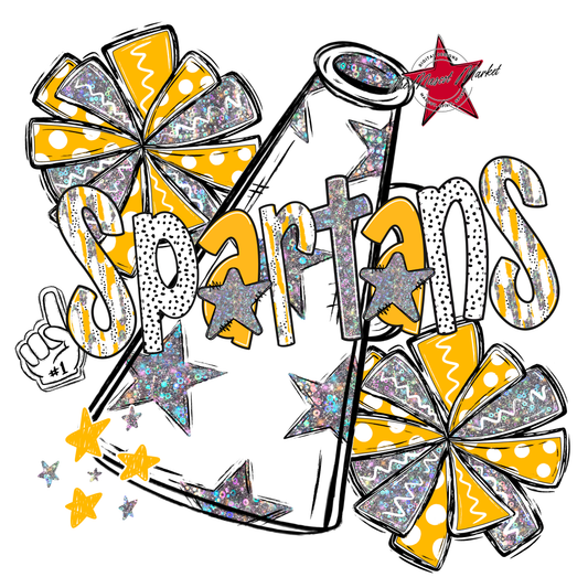 Spartans Cheer Megaphone Scrape-Yellow
