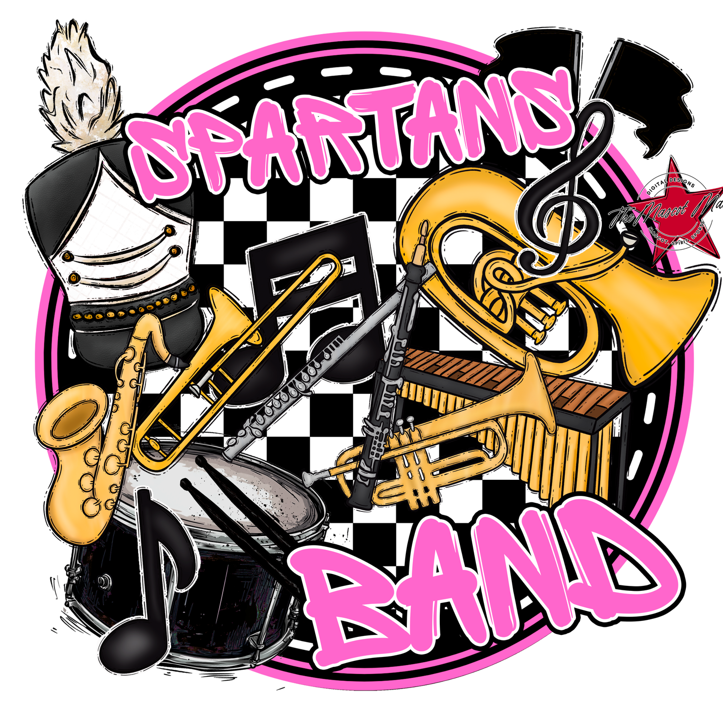 Spartans Circle Band Design-Baby Pink