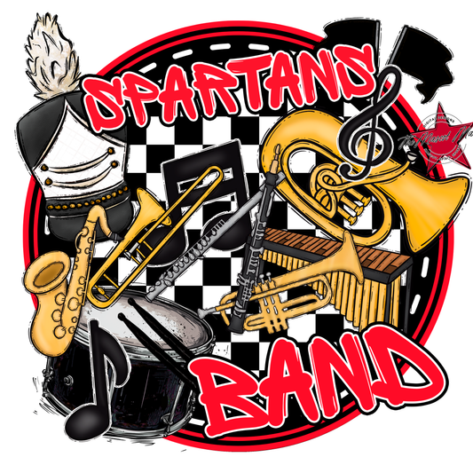 Spartans Circle Band Design-Bright Red