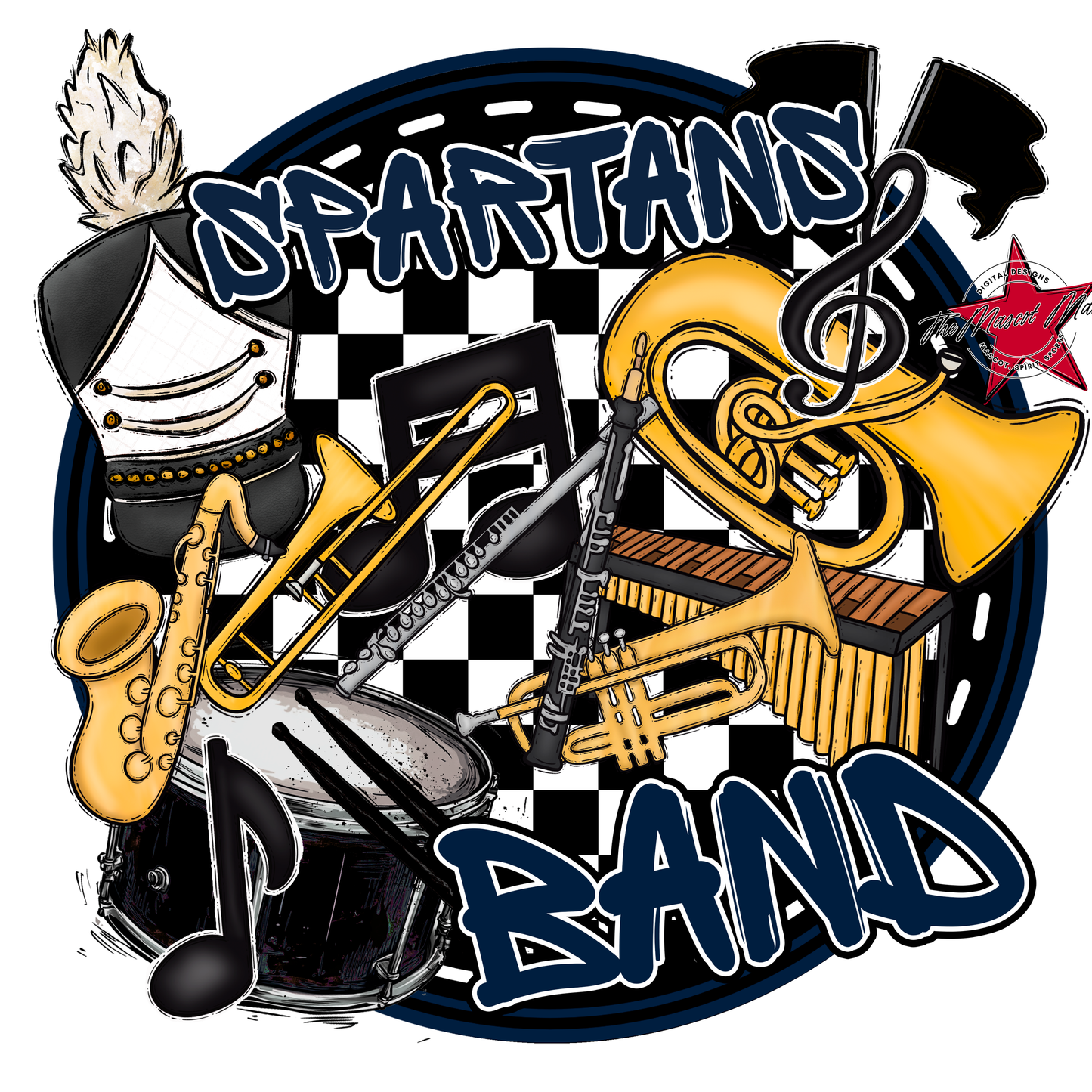 Spartans Circle Band Design-Navy