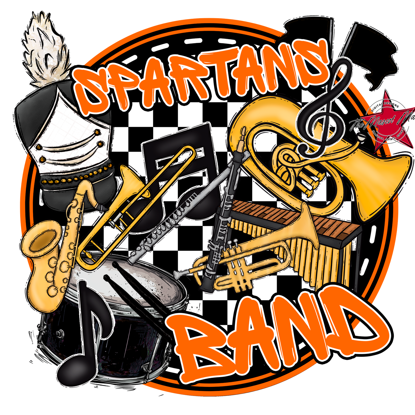 Spartans Circle Band Design-Orange