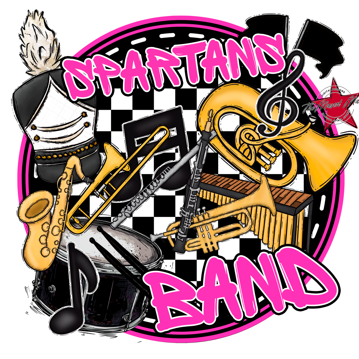 Spartans Circle Band Design-Pink