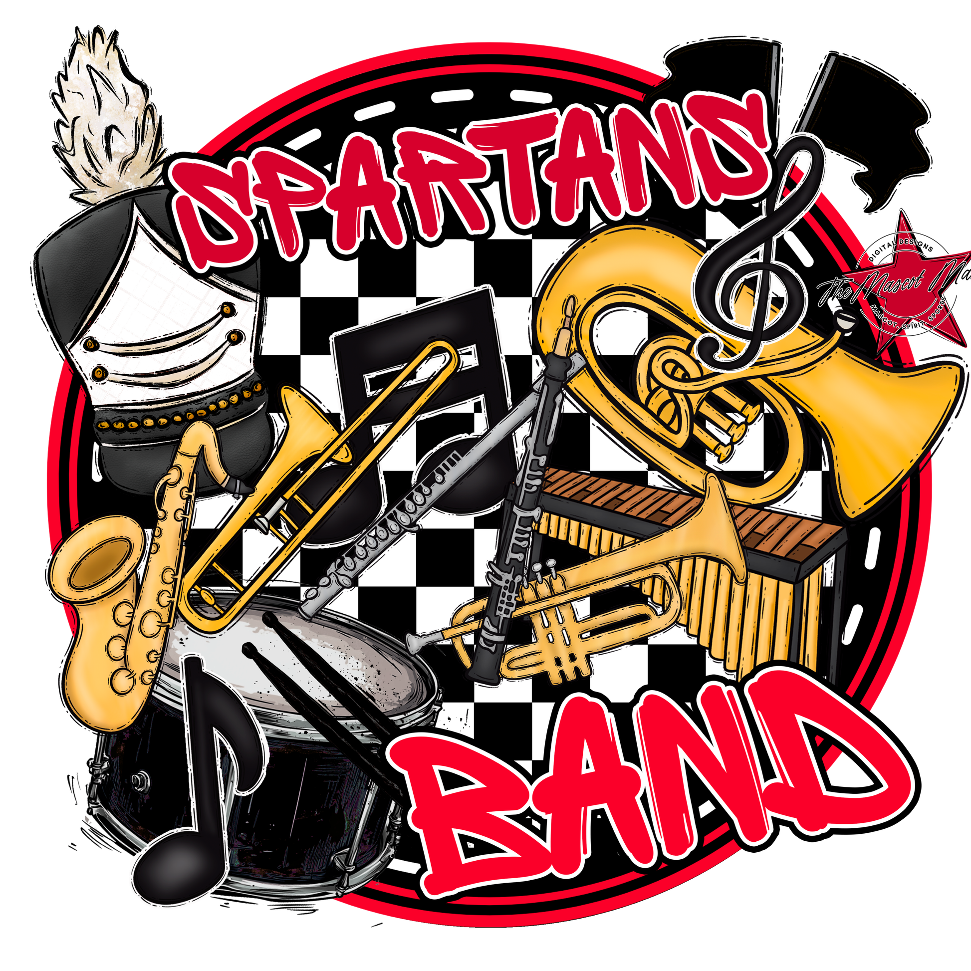 Spartans Circle Band Design-Red