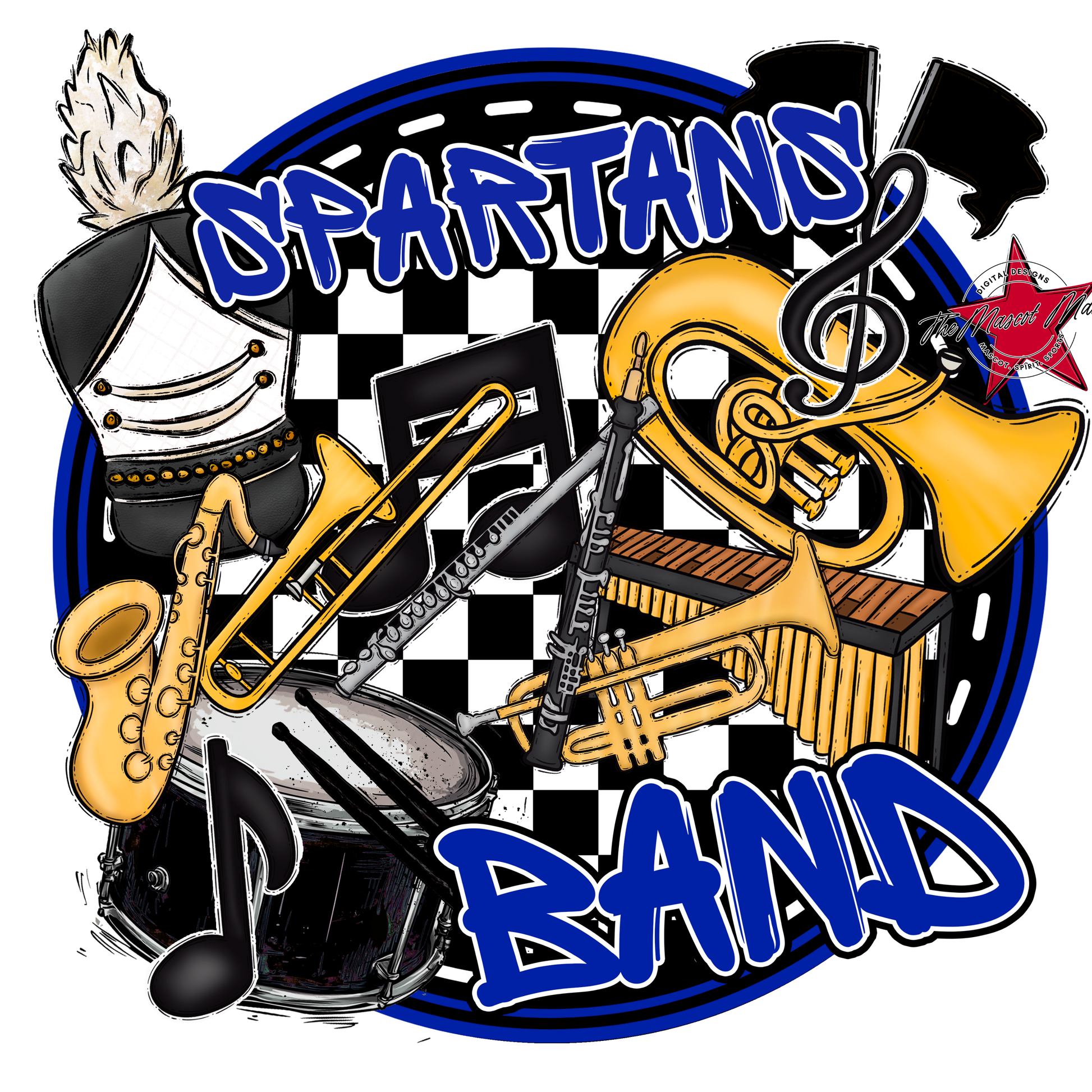 Spartans Circle Band Design-Royal Blue