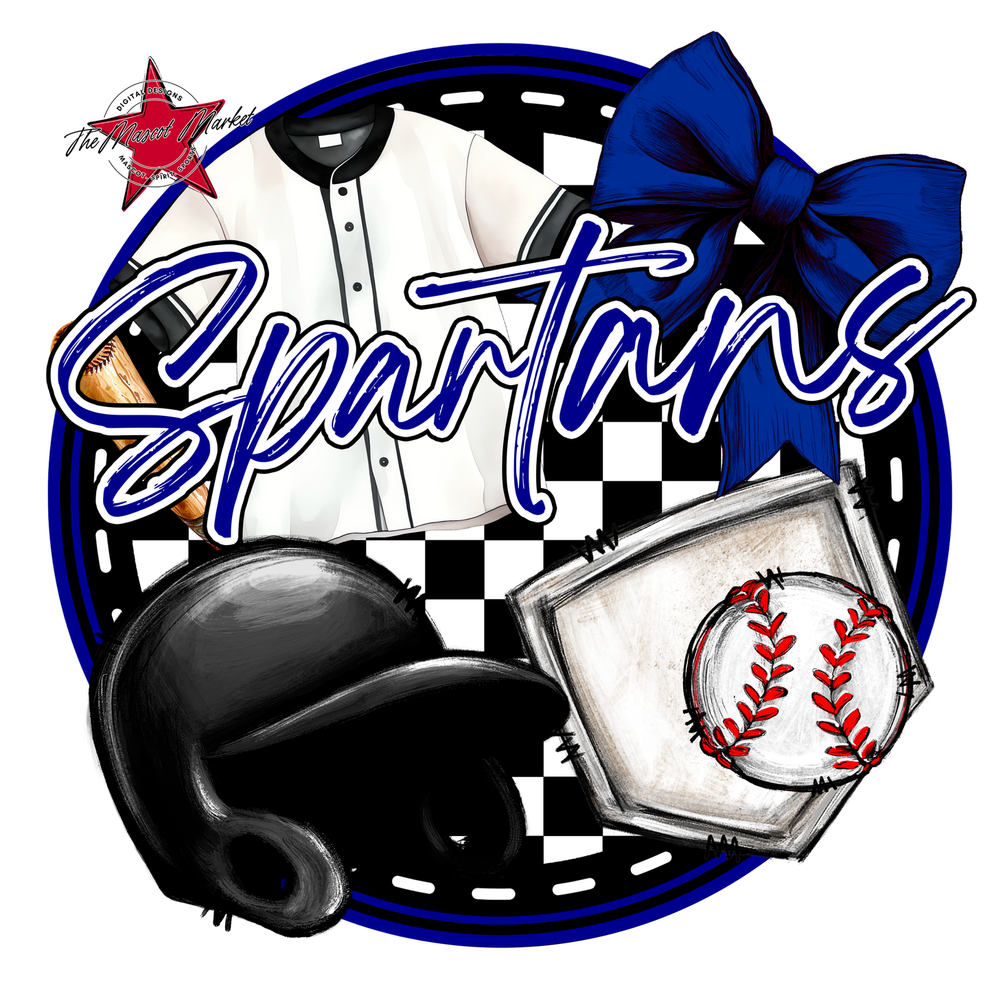 Spartans Circle Baseball Design-Blue