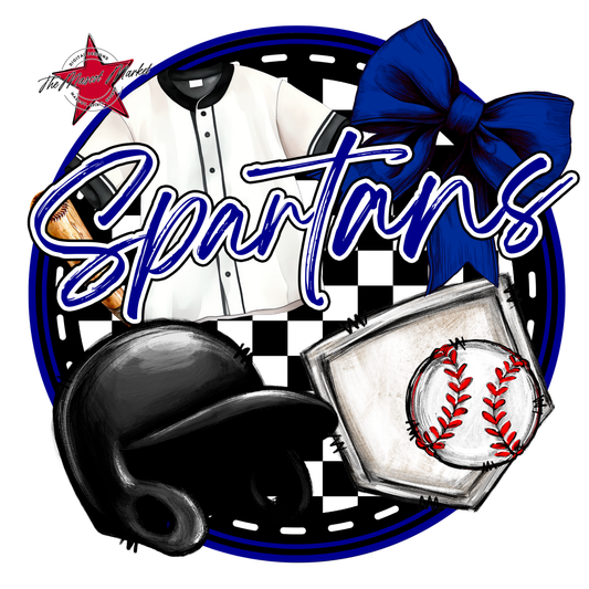 Spartans Circle Baseball Design-Blue