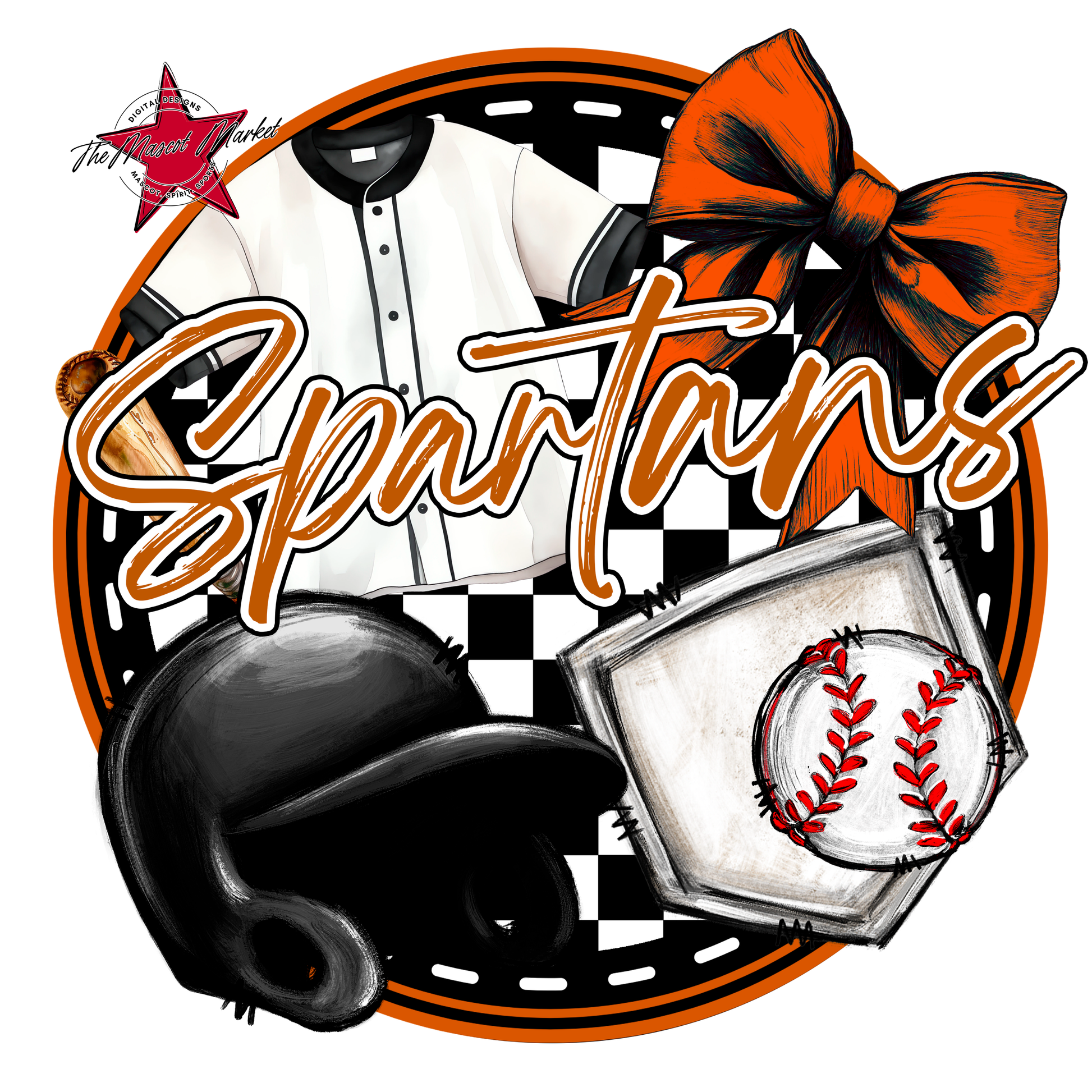Spartans Circle Baseball Design-Burnt Orange