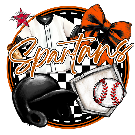 Spartans Circle Baseball Design-Burnt Orange