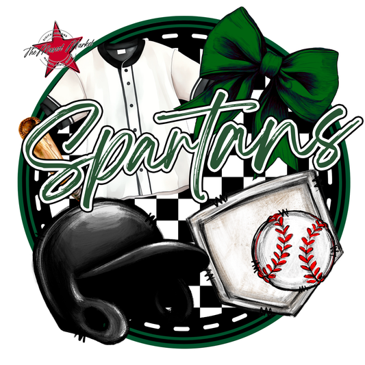 Spartans Circle Baseball Design-Green