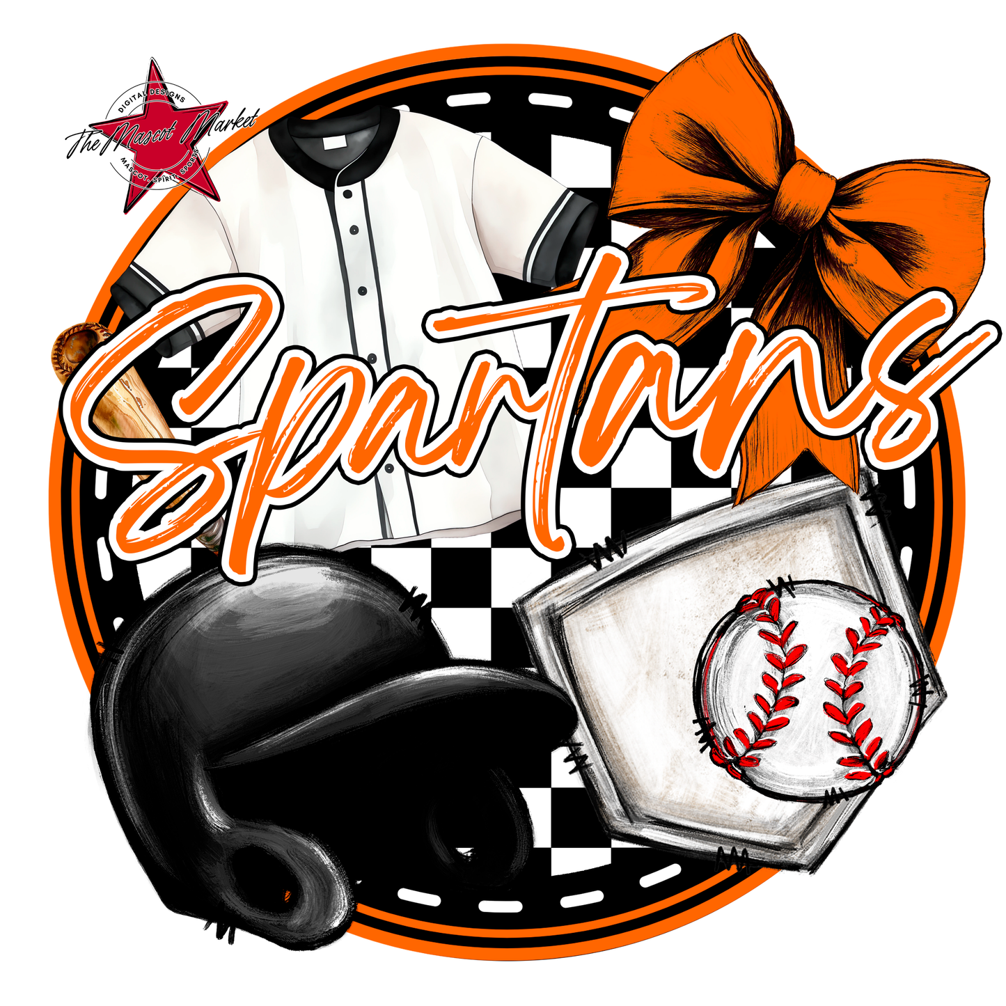 Spartans Circle Baseball Design-Orange