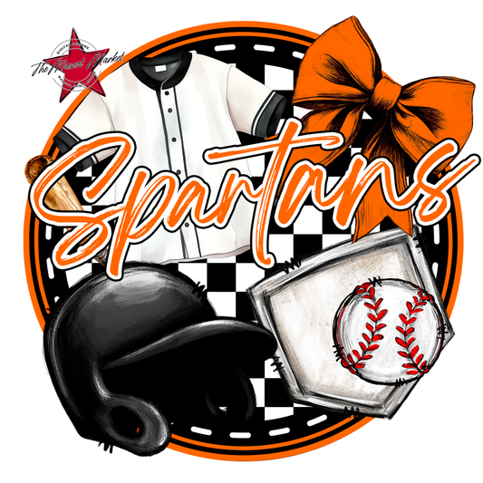 Spartans Circle Baseball Design-Orange