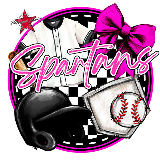 Spartans Circle Baseball Design-Pink